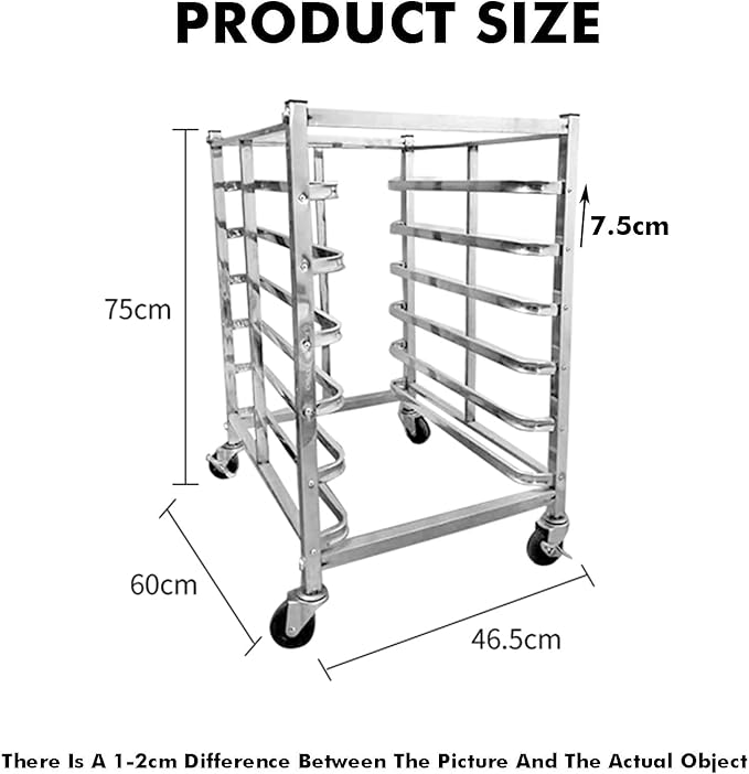 Commercial Bakery Racks with WheelsSteel Bun Pan Speed RackFood Trays Racks Cooling Cartsfor Cooking and Baking(6-Tier)