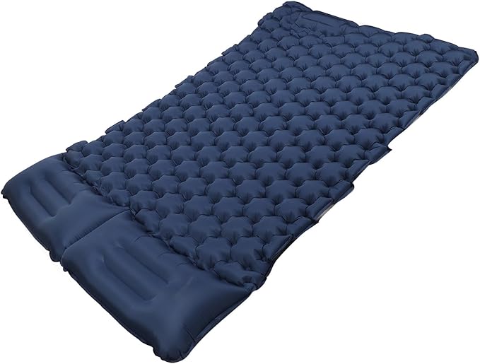Double Inflatable Camping Sleeping Pads with Pillow Ergonomic Nylon Camping Mat for Outdoor