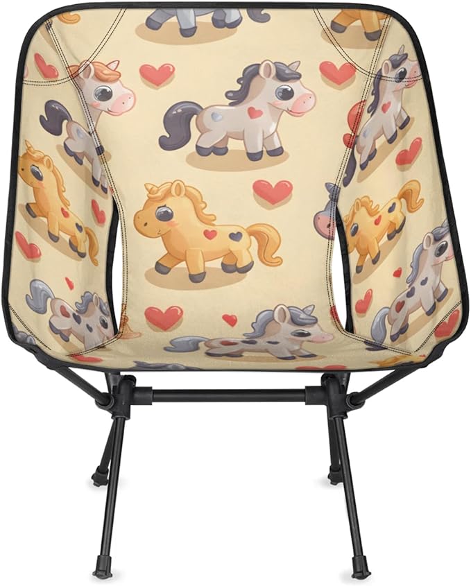 Folding Camping Chair Cartoon Horse Camping Chairs Lightweight Portable Chair Outdoor Foldable Chairs for Camping Travel Picnic Beach Hiking