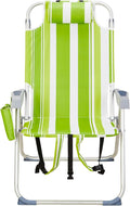 JHshop Reclining Backpack Beach Chair Folding Beach Chair for Adults Lightweight Beach Chair High Back Beach ChairsLightweight Folding Beach Camping Chairs Green Stripes 63 x 70 x 99cm