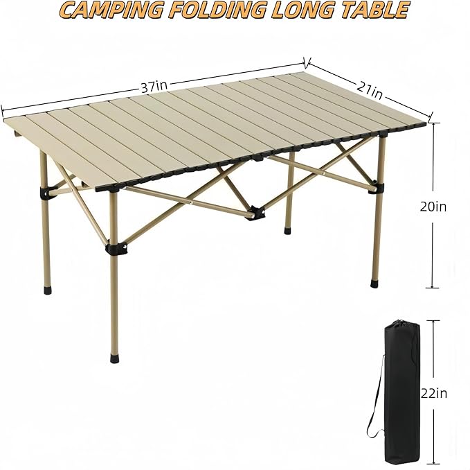 Folding Camping Table Portable Beach Tablewith Portable BagSuitable for Indoor Outdoor Camping Backyard Party Patio The Yellow Camping Table at The Beach