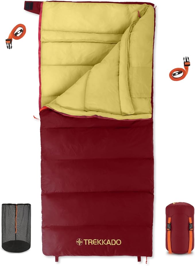 DuraHike Lightweight Camping Sleeping Bag for Adults — Roomy Rectangular Comfort Secure Pad Attachment Compact &amp Packable 10°C / 50°F Comfort
