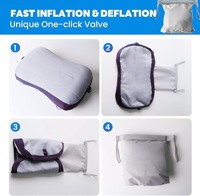Couleurs Beach Pillow Inflatable Camping Pillow Pool Pillow Removable Pillowcase Ultralight Neck and Waist Support Suitable for Camping Hiking Backpacking (with Ice Pack-Grey)