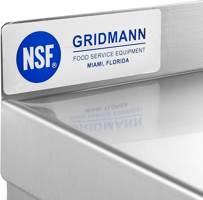 GRIDMANN 12 x 60 Stainless Steel Wall Mount Shelf with Backsplash Commercial Grade - NSF Certified 18 Gauge Shelving for Restaurant Kitchen Utility Room Garage