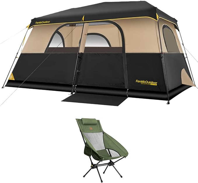 FanttikOutdoor Zeta C8 Pro Max Instant Cabin Tent 8 Person Camping Tent &amp FanttikOutdoor Zeta L8 Max Camping Chair