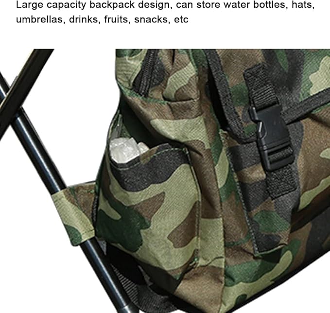 2 in 1 Folding Chair Portable Backpack Stool Collapsible Camping Fishing Chair 12.6x11.0x13.4in Large Capacity for Outdoor Camping Picnic Hiking Fishing TravelFolding Stool