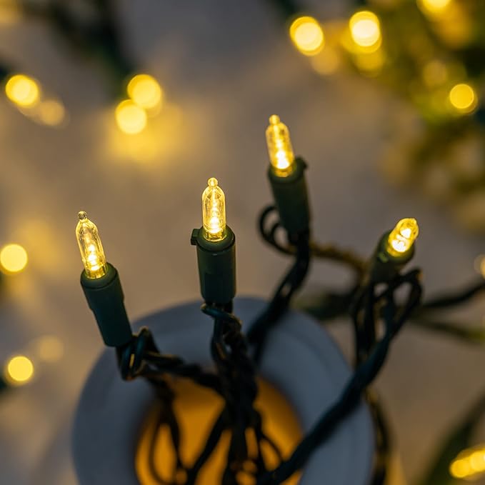 200 Count Warm White LED Christmas Lights 66 ft Green Wire UL Certified Commercial Grade Holiday String Light Set (Warm White)
