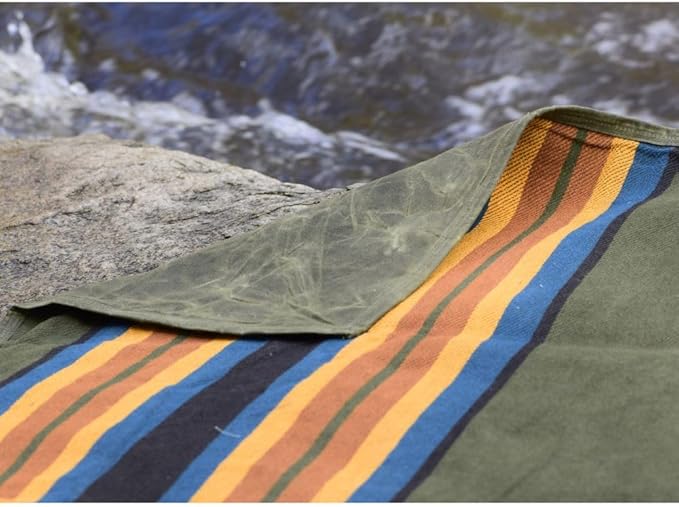 Waterproof Outdoor Canvas Camping Blanket - Waxed Canvas Campfire Blanket with Water Repellent Backing - Camp - Bushcraft Tarp (Olive Regular)