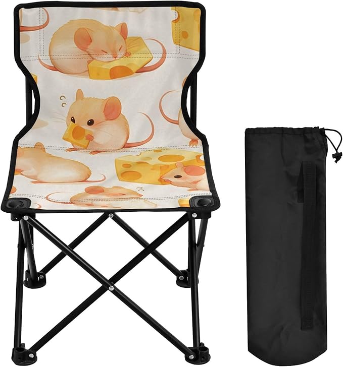 Mice Eat Cheese Portable Camping Chairs Folding Chair - Durable Oxford Fabric Lightweight Iron Frame Easy Fold Design - Ideal for Outdoor Activities Camping Fishing and Travel
