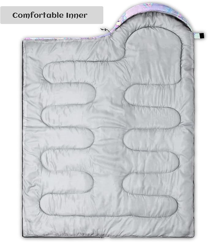 Sleeping Bags for Adults Youth Kids3D Printing Camping Sleeping Bag for Girls Boys Lightweight Waterproof Cold/Warm Weather Sleeping Bag for 3 Seasons