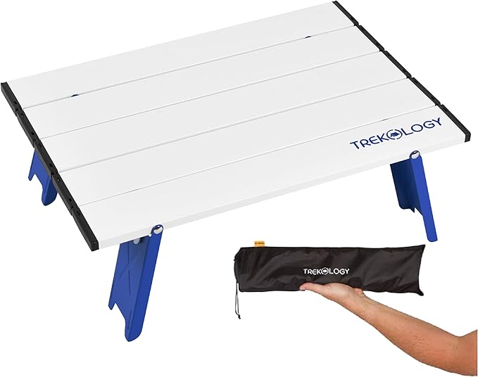 TREKOLOGY Portable Small Beach Table Mini Low Folding Beach Table for Sand Compact Foldable Design Quick Setup Weather-Resistant Lightweight Ideal for Beach Hiking Picnics and Camping