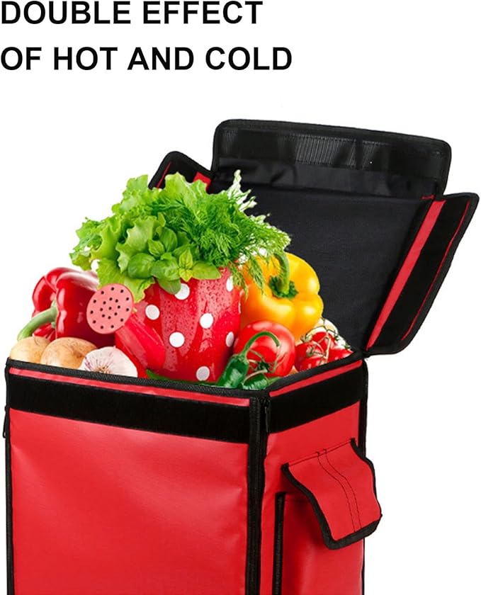 42L Takeaway Box Backpack Fast Food Pizza Delivery Thermal Ice Bags Waterproof Refrigerated Insulation Lunch Bags with PocketsBlue