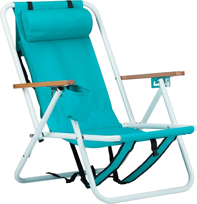 Vasitelan Outdoor Folding Beach Chairs for AdultsCompact Portable Folding Camping Chair with Backpack Straps Support to 265LBS (Green)