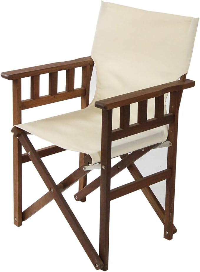 BYER OF MAINE Pangean Campaign Chair Portable Hardwood Folding Chair with Heavy-Duty Canvas Seat Material. Ideal Patio Deck &amp Camping Seat 20″d × 23″w × 36″h 250 lbs Capacity Natural