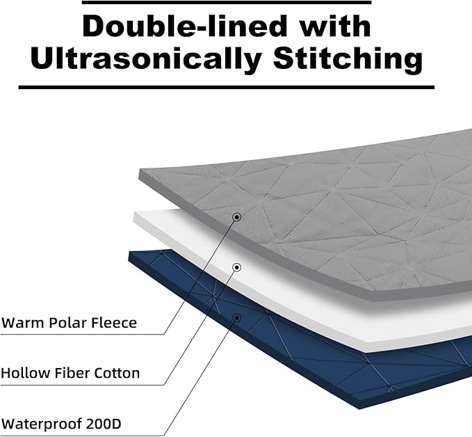 Large Outdoor Waterproof Blanket Extra Thick Fleece Stadium Blanket for Camping Car Pet Picnics - Windproof Wearable Machine Washable 80 x 58 (Dark Blue)