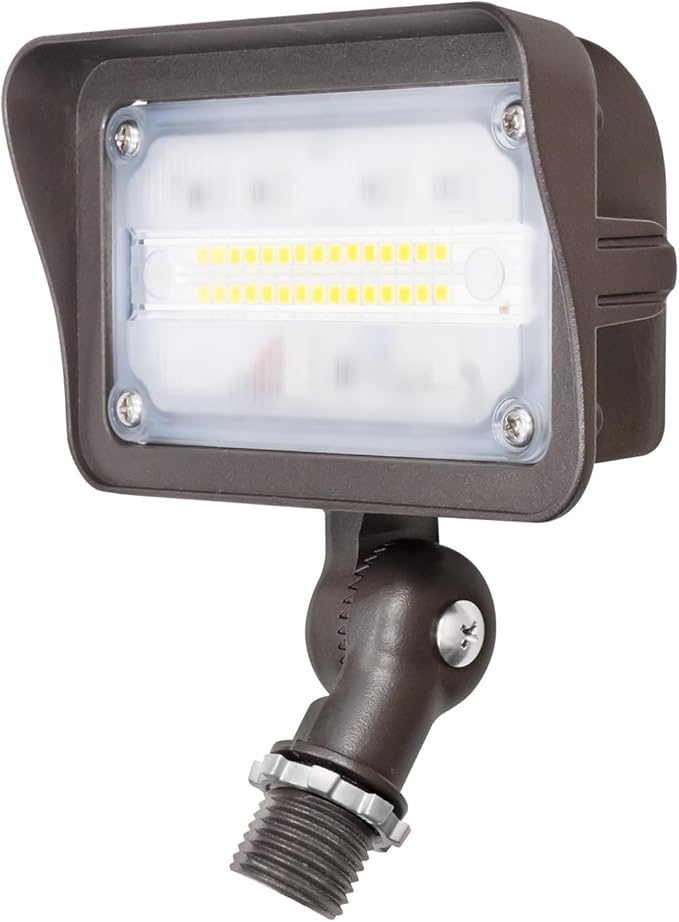 GKOLED 25W LED Flood Lights Outdoor Dusk to Dawn Security Light with Anti-Glare Guard 120V 5000K 2750LM Waterproof Landscape Lighting Aluminum Lighting Fixture 1/2 Knuckle Mount UL Listed