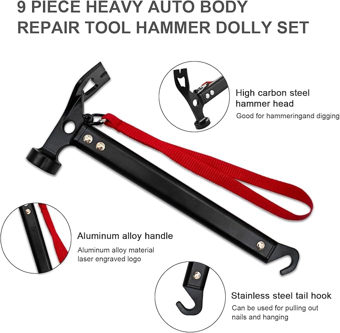 8 Pack Tent Stakes Camping Accessories Kit and Camping Hammer with Canvas Storage Bag for Outdoor Tent &amp tarp-Essential Accessories Carbon Steel Aluminum Camping Hammer for Hiking Kit
