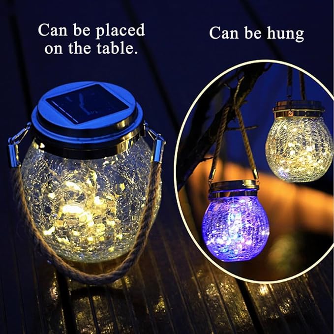 Solar Lanterns Outdoor  Warm White LED Waterproof Garden Hanging Lights for Patio Yard Lawn Pathway Bright Weather-Resistant String Lights (2 Pack RGB)