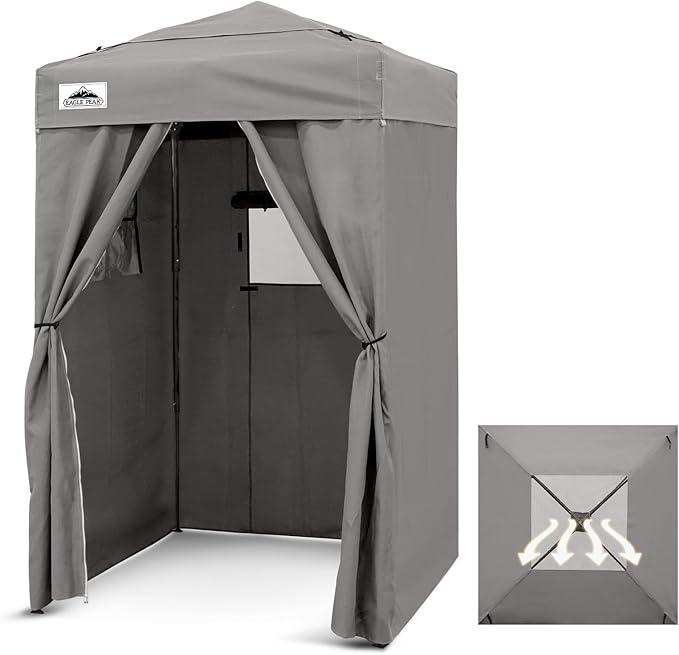 EAGLE PEAK Flex Ultra Compact 4x4 Pop-up Canopy Tent with Vented Top Sun Shelter Fast Set Up Changing Room Portable Privacy Canopy for Camping Photoshoots and More (Gray)