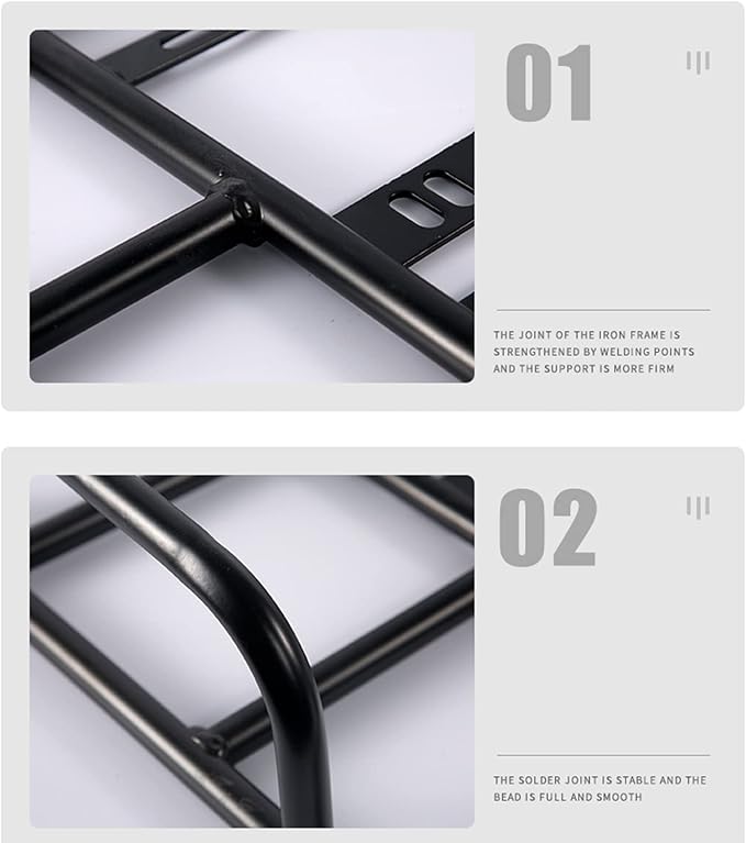 Food Delivery Box Rack Rear GrilleElectric Bicycle Delivery Box Rack Rear Grille 80kg Loading Seamless Steel Tube Universal for Motorcycle(Guardrail (inner diameter 45/35))