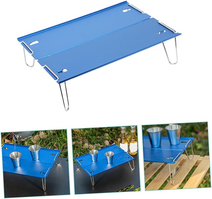 Happyyami Folding Aluminum Table Portable Picnic Table for Small Camping BBQ Hiking