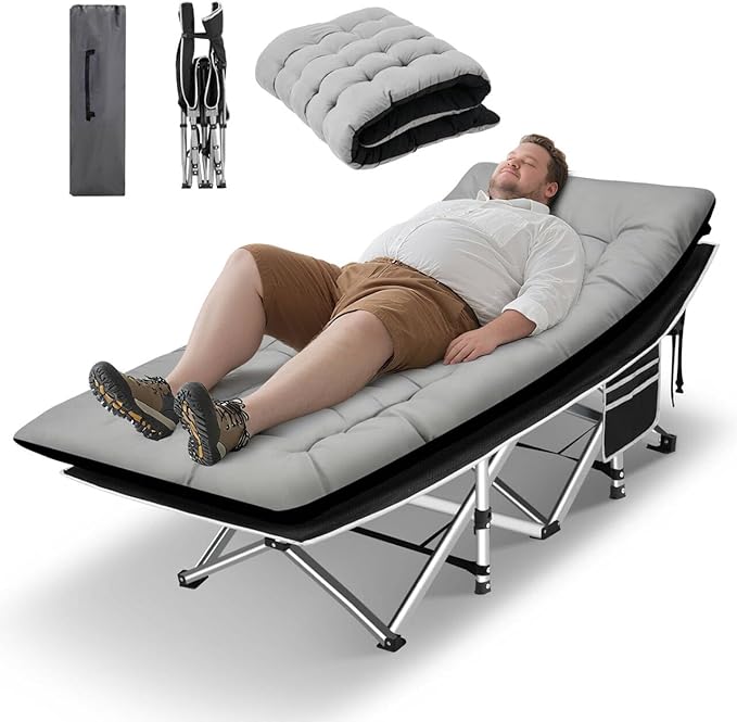HABUTWAY Camping Cot Portable Camping Cot for Adult 28 Wide Sleeping Cot Max Load 600LBS with Thick Mattress and Carry Bag Portable Camping Bed for Outdoor Camping/Office Home Nap