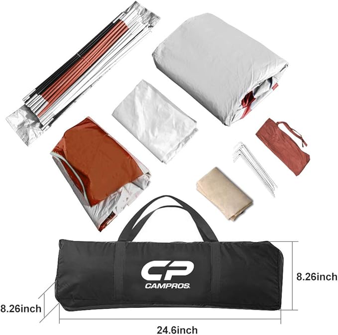CAMPROS CP Tent 8 Person Camping Tents Weather Resistant Family Tent 5 Large Mesh Windows Double Layer Divided Curtain for Separated Room Portable with Carry Bag