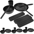 Modern Black Camping Dishes Utensils Set Picnic Plates Bowl Cutlery Dinnerware