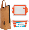 Collapsible BBQ Prep Tub &amp BBQ Resting Bag - Multi-Function Foldable Cutting Board BPA Free Portable Silicone Dish Bowl Leak Free Drain Hole for Meal Prep Marinating Food Storage(Orange)