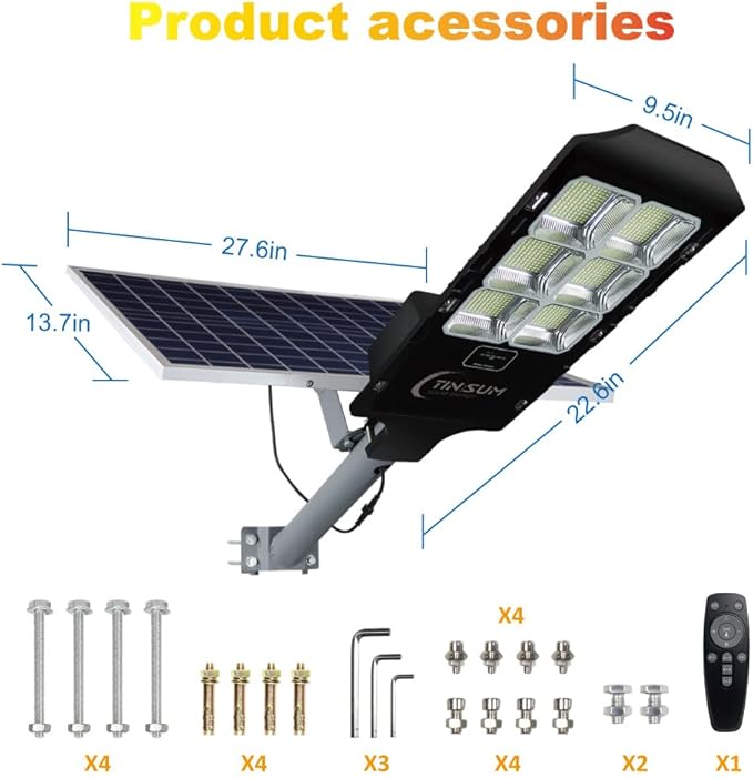 Solar Led Street Lights Outdoor800w Solar Flood Light Fixture High Lumens Dusk to Dawn Security Stadium Lighting Waterproof Pole Light with Motion Sensor for Parking LotGardenYard Court