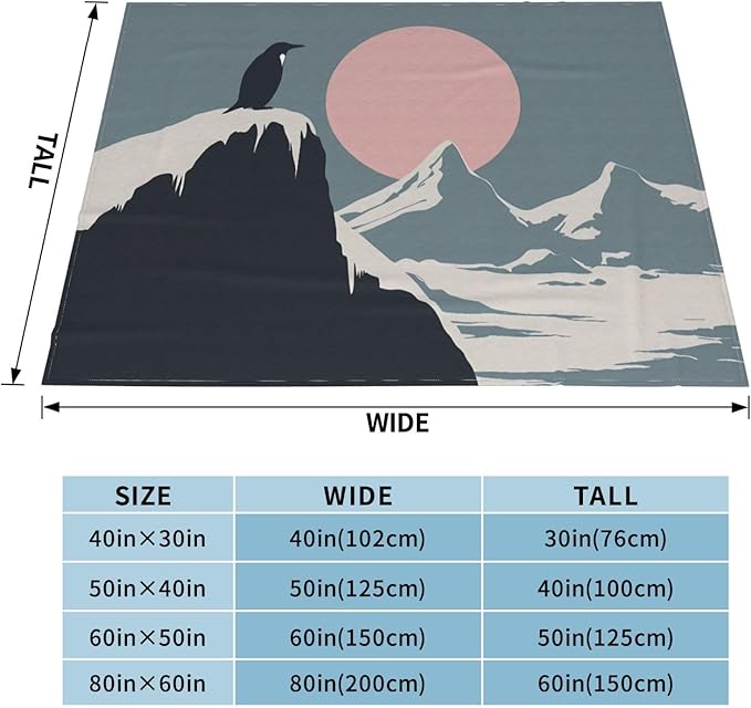 Glacier and Penguin Soft Fleece Blanket 60 * 50 inch Soft Sofa Blanket Suitable for Sofa Camping Travel Night Cover Blanket