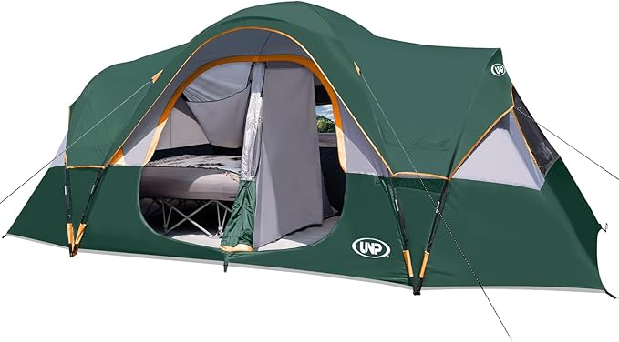 UNP Camping Tent 10-Person-Family Tents Parties Music Festival Tent Big Easy Up 5 Large Mesh Windows Double Layer 2 Room Waterproof Weather Resistant 18ft x 9ft x78in