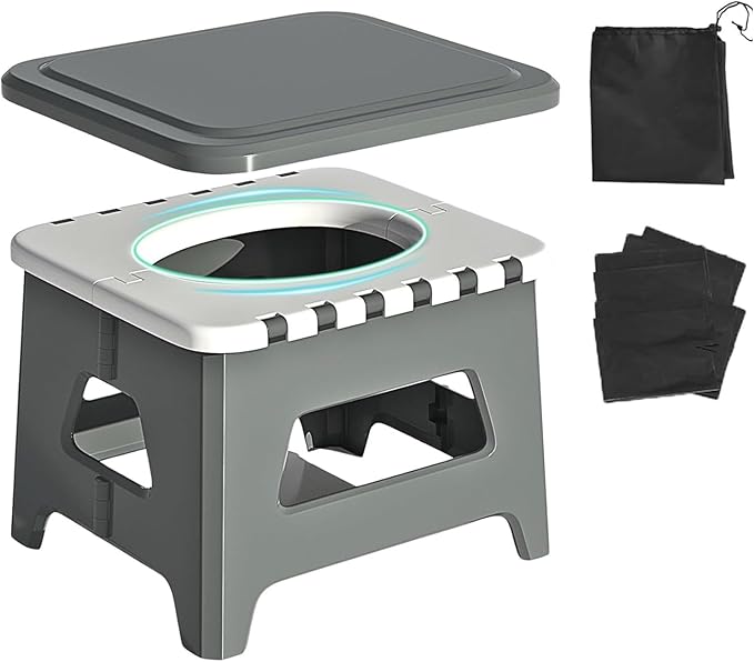 Portable Potty Camping Toilet Emergency Toilet for Car Foldable Stool Portable for Outdoor Camping Fishing Traffic Jams