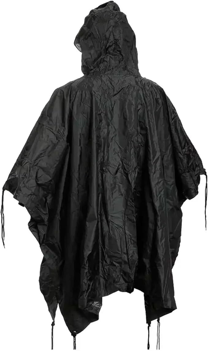 Mil-Tec Adult Ripstop Wet Weather Lightweight Waterproof Multi-Use Rain Poncho with Hood - Use as Bivouac Sack Shelter Tent