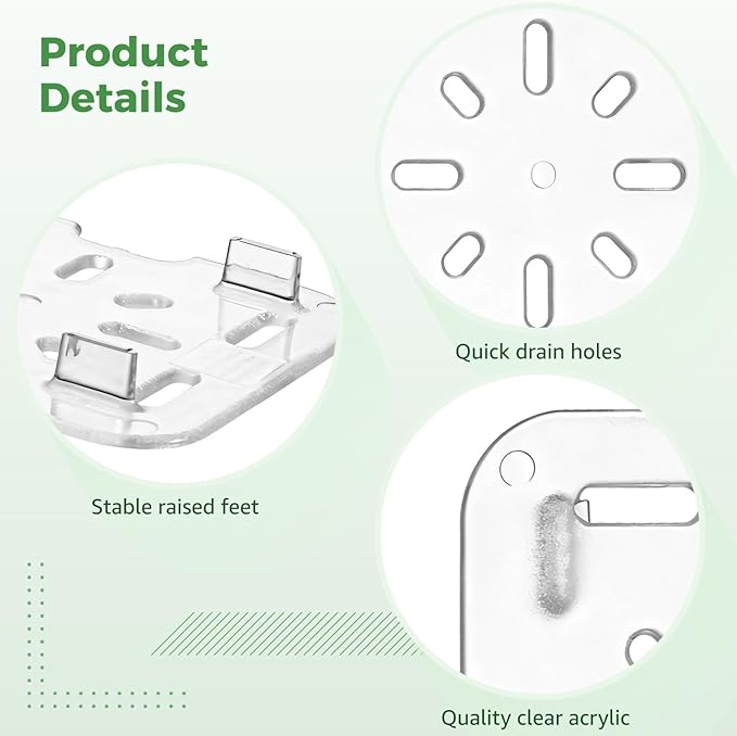Acrylic Drain Shelf For 1/6 Food Pan 24 Pcs Clear Plastic Drain Tray For Food Fruit Vegetables Commercial Kitchen &amp Restaurant
