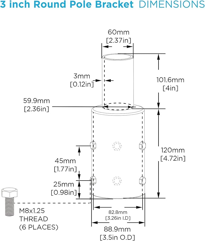 Tenon Adapter for 3 inch Round Pole Vertical Bracket Adapter with Slip Fitter Mount (2 3/8inch) Mounting Bracket Accessories for Outdoor Shoebox Lighting Street Light Parking Lot Light 10 Pack