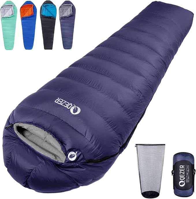 Down Sleeping Bag for Adults 0 Degree Warm Winter Mummy Lightweight Compact Outdoor Sleeping Bag for Camping Backpacking Hiking Cold and Warm Weather with 600 Fill Power Down