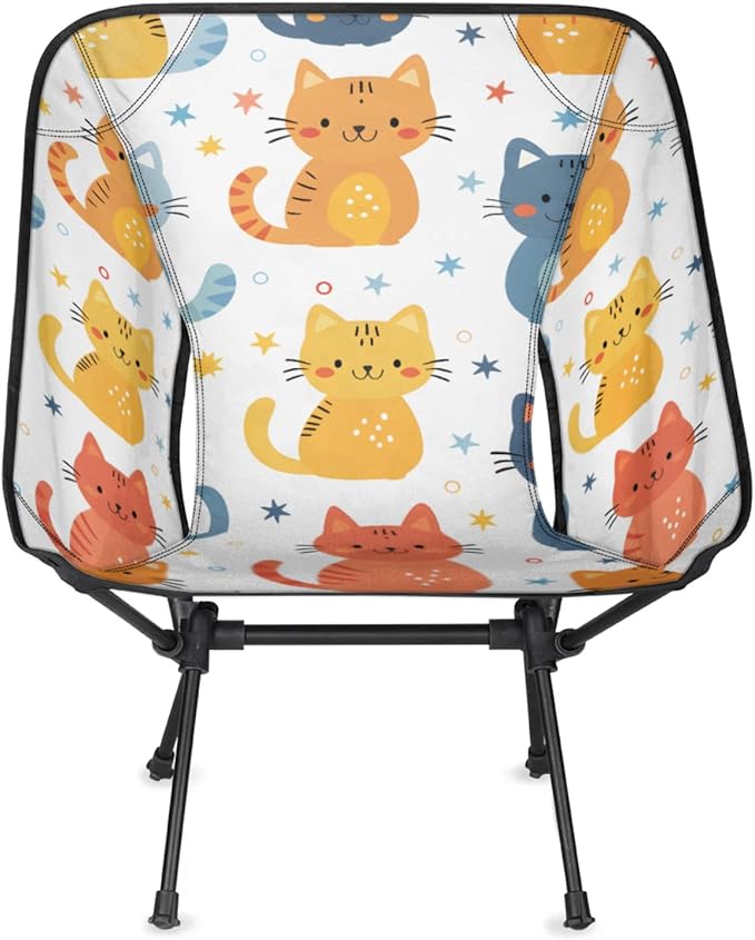 Honeybaby Folding Camping Chair Cats Stars Camping Chairs Lightweight Portable Chair Outdoor Foldable Chairs for Camping Travel Picnic Beach Hiking