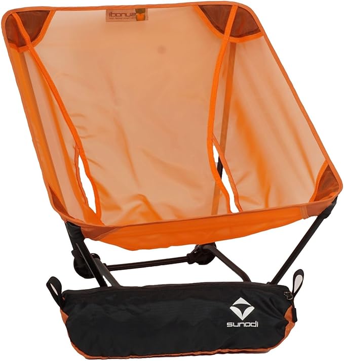 Ultralight Backpacking Chair Aluminium Alloy Legless Ground Chair Foldable Camping Chair for Adult Hiking Camping Picnic Fishing RV Balcony Paddleboard Beach Indoor (Orange)