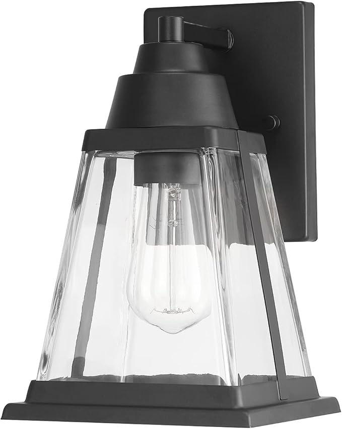 Globe Electric 44697 Merle 1-Light Outdoor Wall Sconce Bronze Clear Glass Shade Brown Bulb Not Included