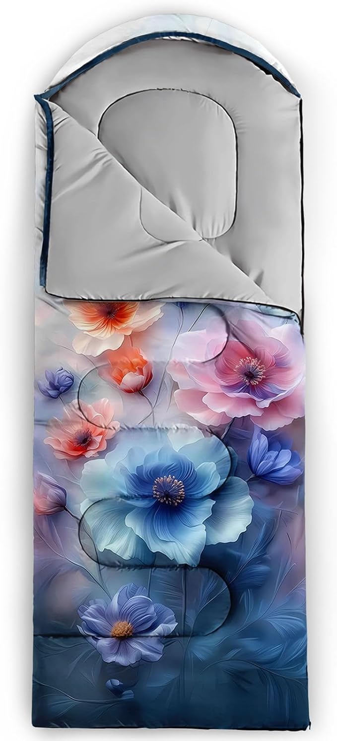 Kids Sleeping Bag for Boys GirlsBlue Ripples Print-Lightweight Warm Portable Outdoor Indoor-Waterproof Cold Weather Resistant Sleeping Bag for Camping Hiking