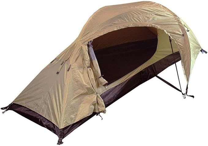 Mil-Tec Recom 1-Person Compact Lightweight Durable Weatherproof Wind &amp Storm-Resistant Easy-to-Install Tactical Outdoor Hiking Camping Tent with Zipper Entrance &amp Mosquito Net
