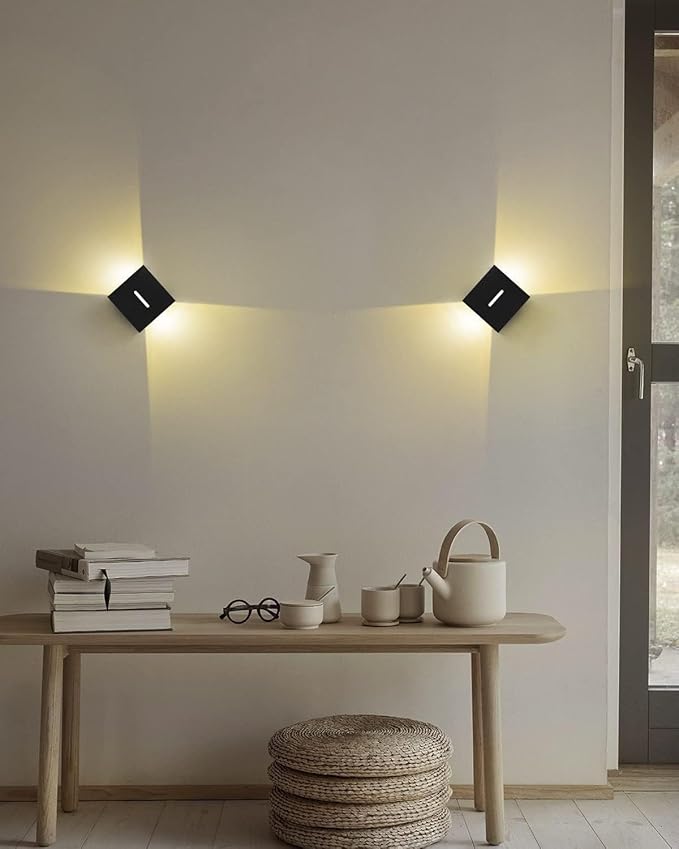 Outdoor Wall Lights G9 Socket Up and Down Lights IP65 Waterproof Wall Sconces Exterior/Interior Modern Square Aluminum Black Outdoor Wall Lighting Fixtures With 9W 3000K Bulb Adjustable Light Angle