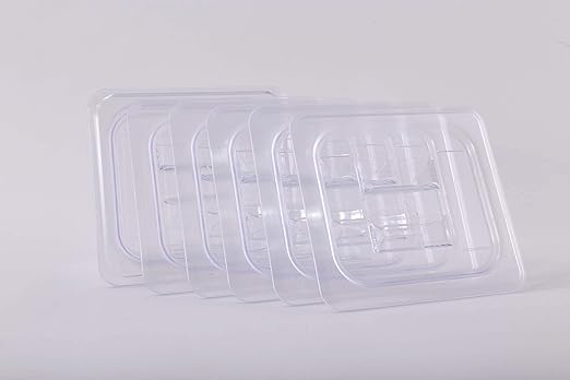 6-Pcs Food Pan Lid 1/6 Size Clear Polycarbonate Hotel Pan Cover with handle