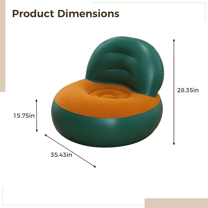 Single Person Recliner with Backrest Comfortable L-Shaped Design Fast Inflation for Camping and Beach Folding Storage PVC Lazy Sofa Inflatable Couch