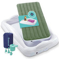 Hiccapop Inflatable Toddler Travel Bed with Safety Bumpers [4-Sided] Portable Toddler Bed for Kids Toddler Air Mattress Kids Air Mattress - Sage Green