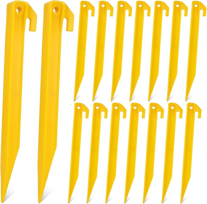 80 PCS Plastic Tent Stakes 9 Inch Heavy Duty Tent Pegs Spike Hook for Camping Outdoor Sand Beach Halloween Christmas Garden Lawn Stakes Light Safe Tent Stakes Sturdy Canopy Stakes Accessories