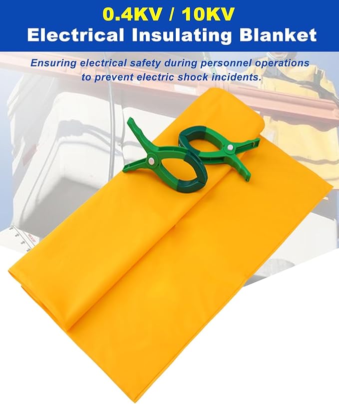 2-Pack Electrical Insulating Blanket Safety Insulated Blanket to Cover Service Panel/Busbar/Power Portable Electric Shock Blanket 4 Clamps(0.4kv-39 3/8 x 39 3/8 (100x100cm))