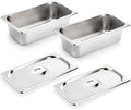 Kingrol 2 Pack 1/3 Size Hotel Pans with Lids 3-5/8 Depth 22 Gauge Steam Table Pan Stainless Steel Counter pan Food Service Pan for Kitchen