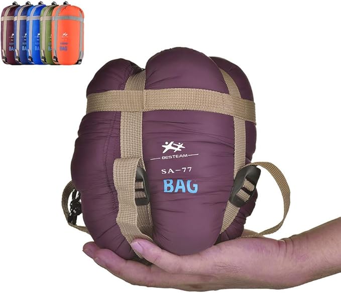 Warm Weather Sleeping Bag - Portable Waterproof Compact Lightweight Packable for Kids Teens Adults Camping Backpacking Hiking Spring Summer Fall